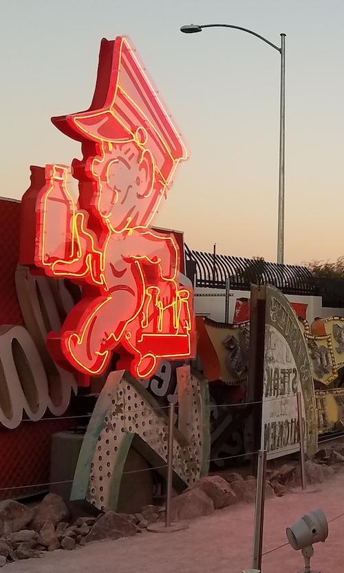Anderson Dairy "Andy" neon sign at The Neon Museum